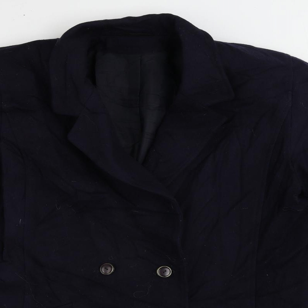 Viyella Womens Blue Pea Coat Coat Size 10 Button - Vintage