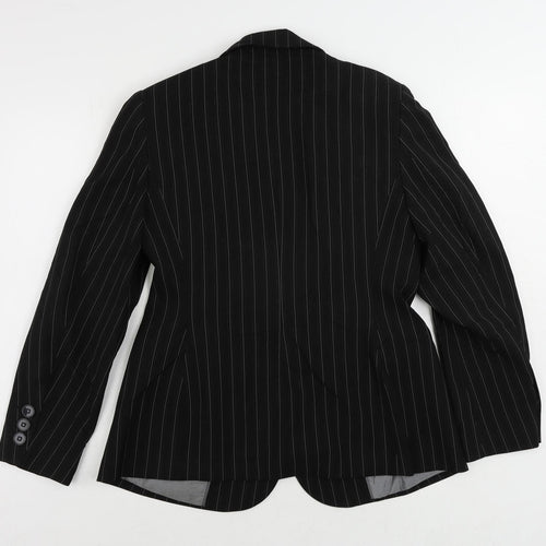 Marks and Spencer Womens Black Striped Jacket Blazer Size 14 Button