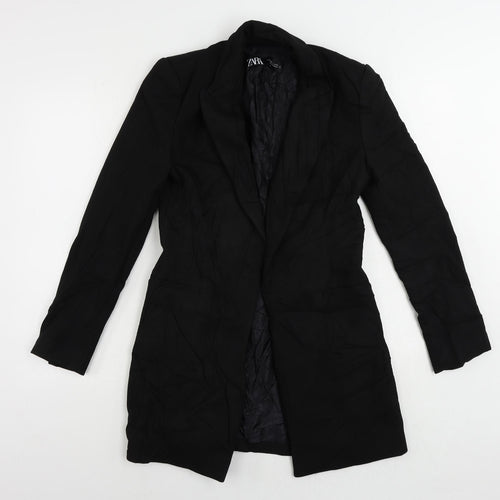 Zara Womens Black Jacket Blazer Size XS Button - Longline