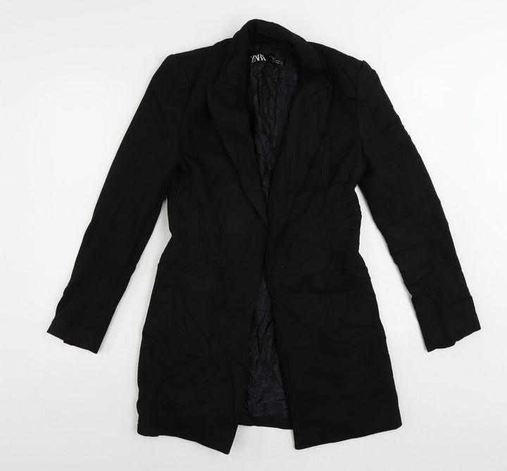 Zara Womens Black Jacket Blazer Size XS Button - Longline