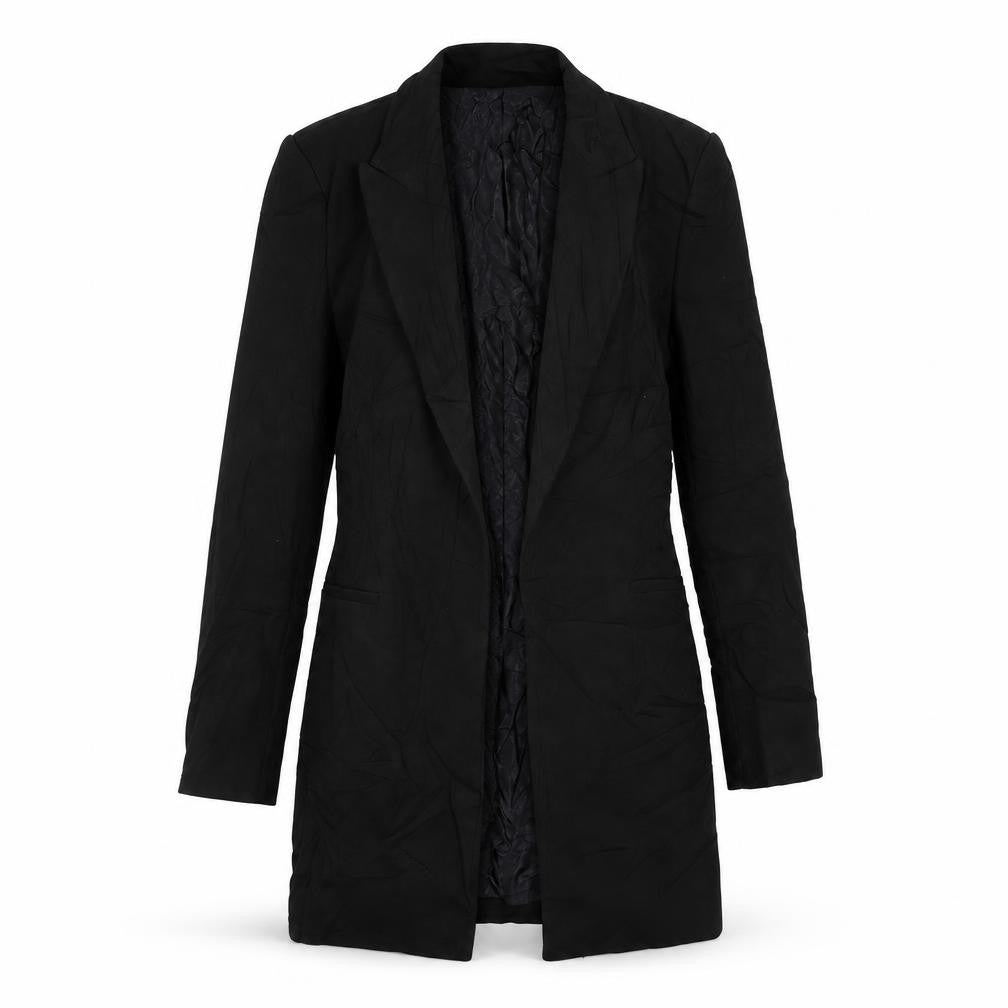 Front view of Zara women’s black jacket blazer, size XS, button - longline