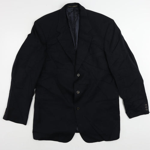 St Michael Mens Blue Wool Jacket Suit Jacket Size 44 Regular - Vintage