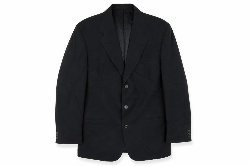 Front view of St Michael men’s blue wool jacket suit jacket, size 44, regular - vintage