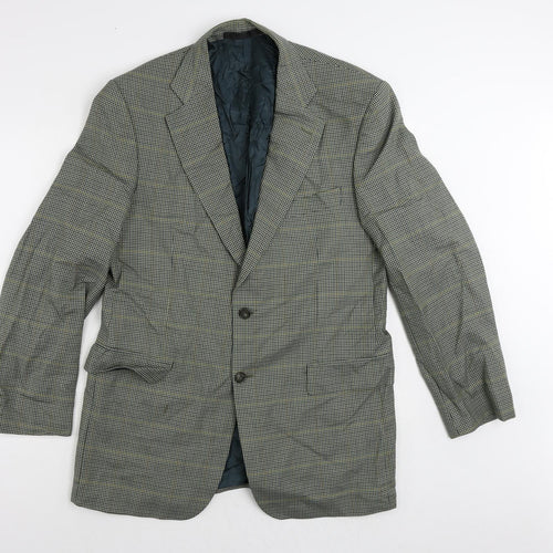 Marks and Spencer Mens Green Plaid Wool Jacket Suit Jacket Size 42 Regular