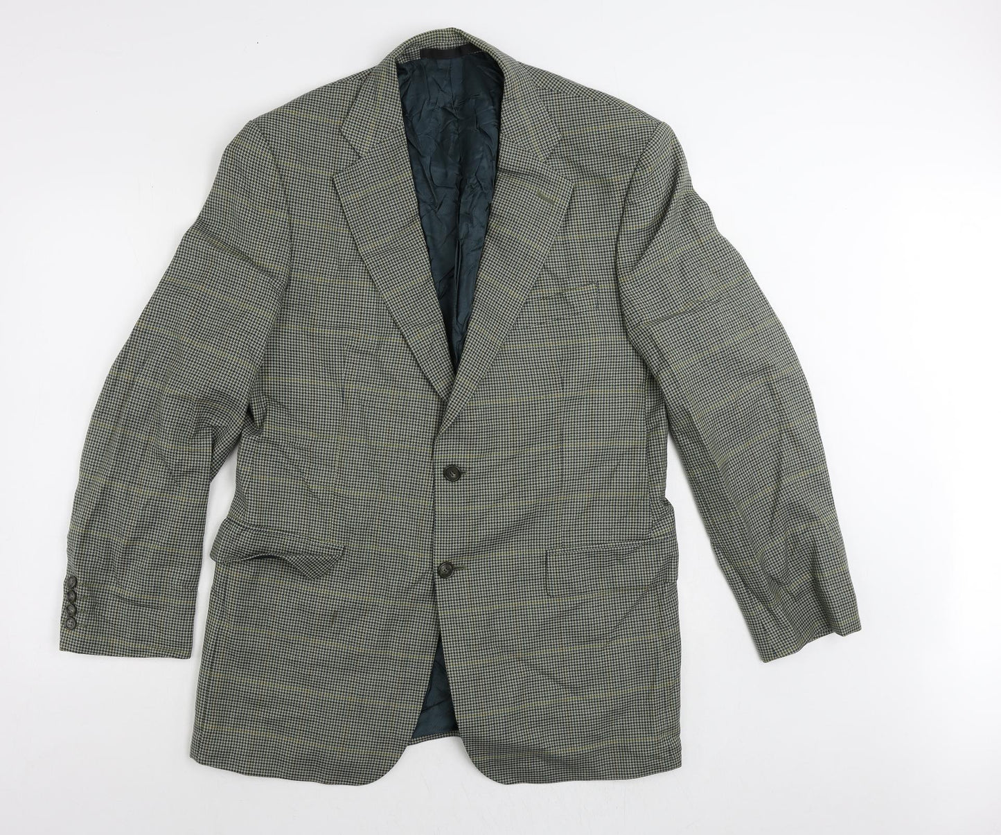 Marks and Spencer Mens Green Plaid Wool Jacket Suit Jacket Size 42 Regular