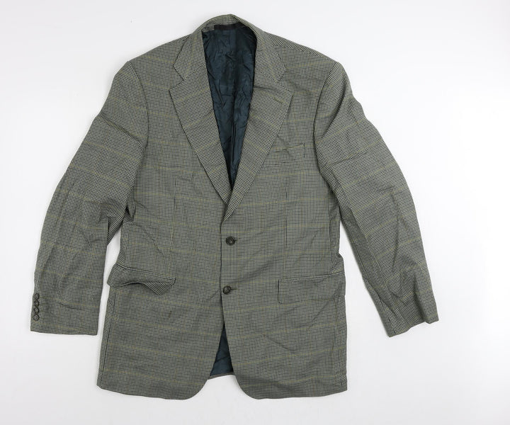 Marks and Spencer Mens Green Plaid Wool Jacket Suit Jacket Size 42 Regular