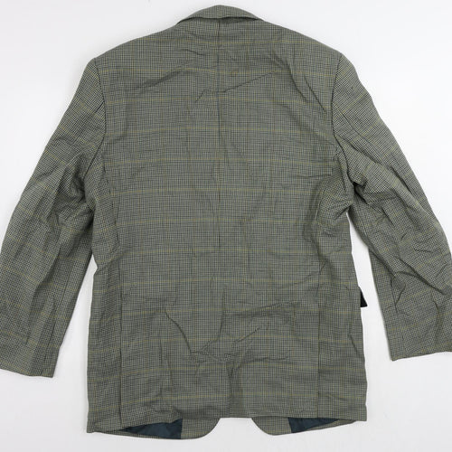 Marks and Spencer Mens Green Plaid Wool Jacket Suit Jacket Size 42 Regular
