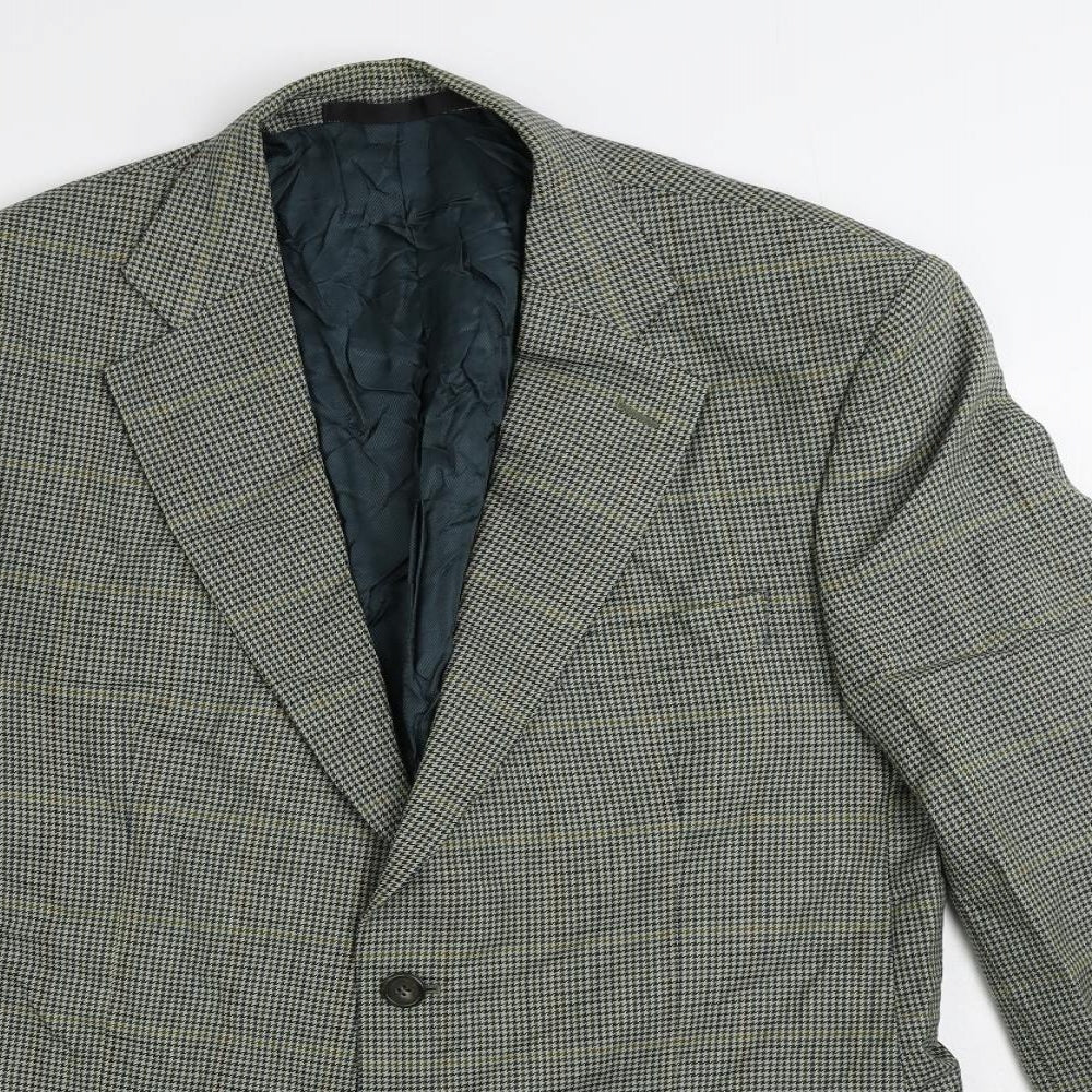 Marks and Spencer Mens Green Plaid Wool Jacket Suit Jacket Size 42 Regular