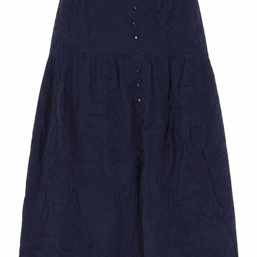 Marks and Spencer Womens Blue Viscose A-Line Skirt Size 12 - Side Slit