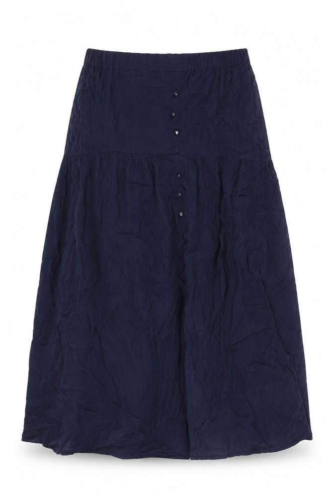 Marks and Spencer Womens Blue Viscose A-Line Skirt Size 12 - Side Slit