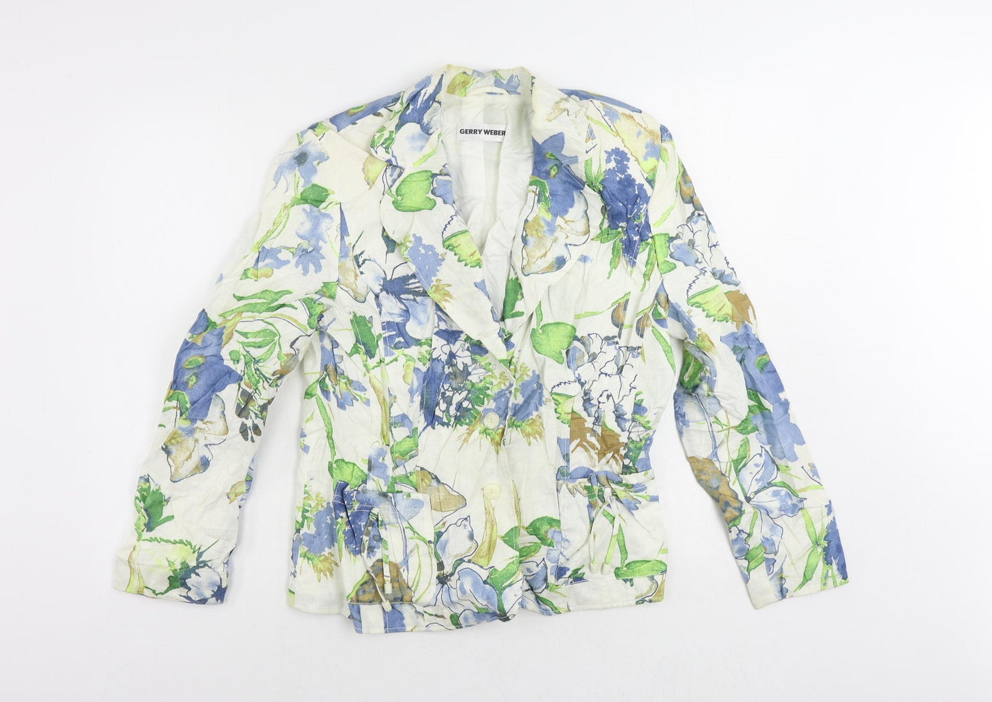 Gerry Weber Womens White Floral Jacket Blazer Size 16 Button