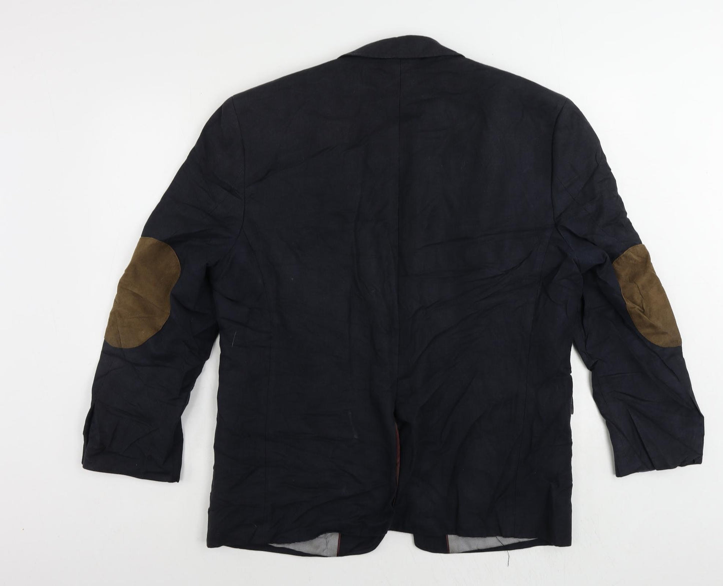 Blazer Mens Blue Linen Jacket Blazer Size 44 Regular - Vintage