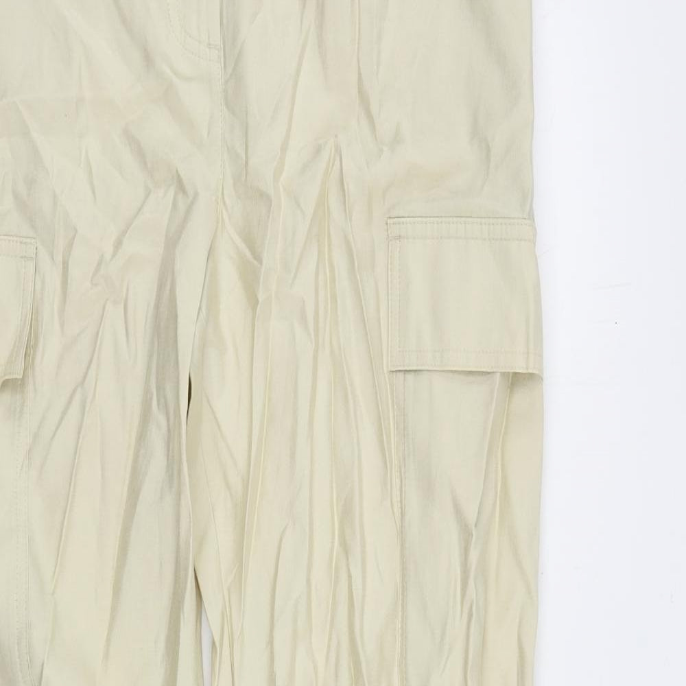 Marks and Spencer Womens Beige Modal Cargo Trousers Size 12 L30 in Regular Zip