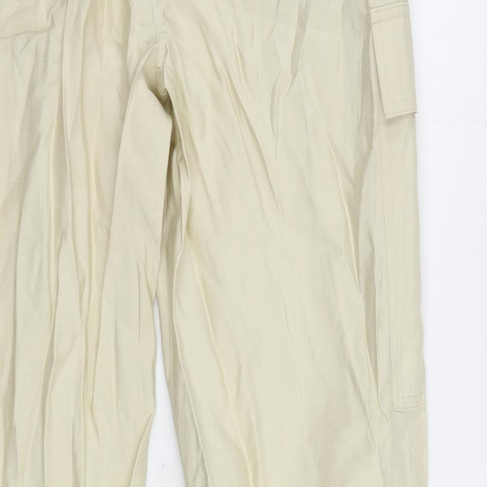 Marks and Spencer Womens Beige Modal Cargo Trousers Size 12 L30 in Regular Zip