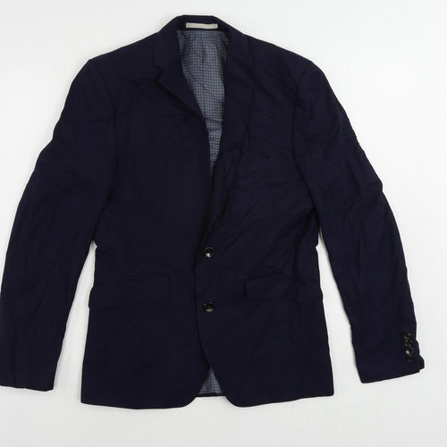 Burton Mens Blue Polyester Jacket Suit Jacket Size 38 Regular