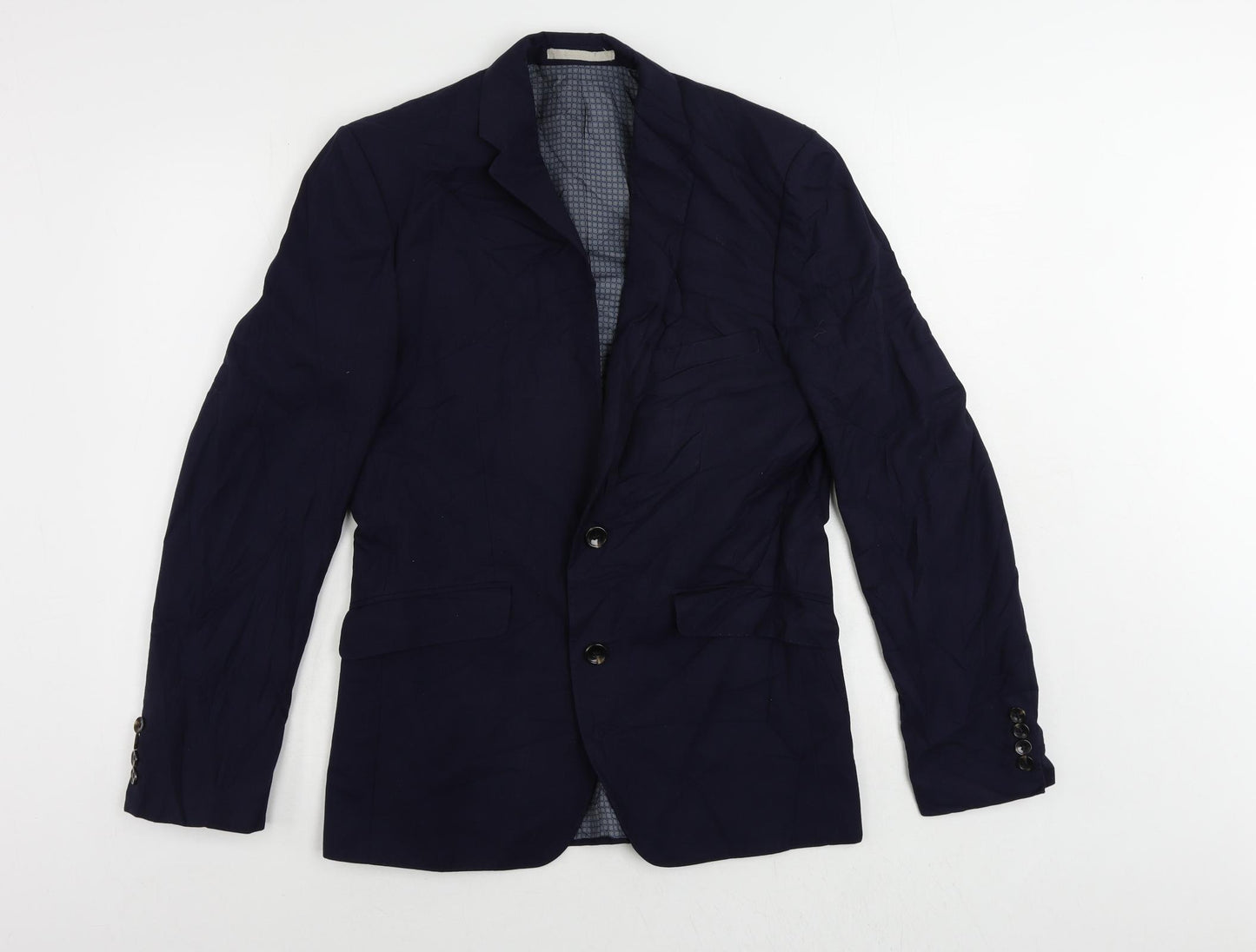 Burton Mens Blue Polyester Jacket Suit Jacket Size 38 Regular