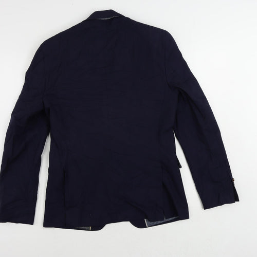 Burton Mens Blue Polyester Jacket Suit Jacket Size 38 Regular