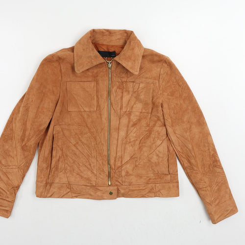 Sfera Womens Orange Jacket Size L Zip - Suede Effect