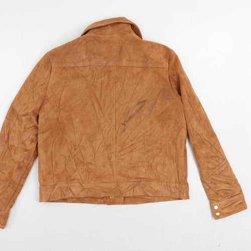 Sfera Womens Orange Jacket Size L Zip - Suede Effect