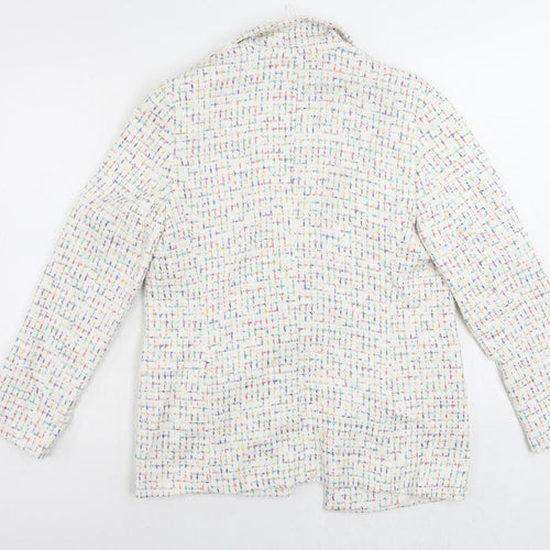 Marks and Spencer Womens White Geometric Jacket Blazer Size 10 - Open