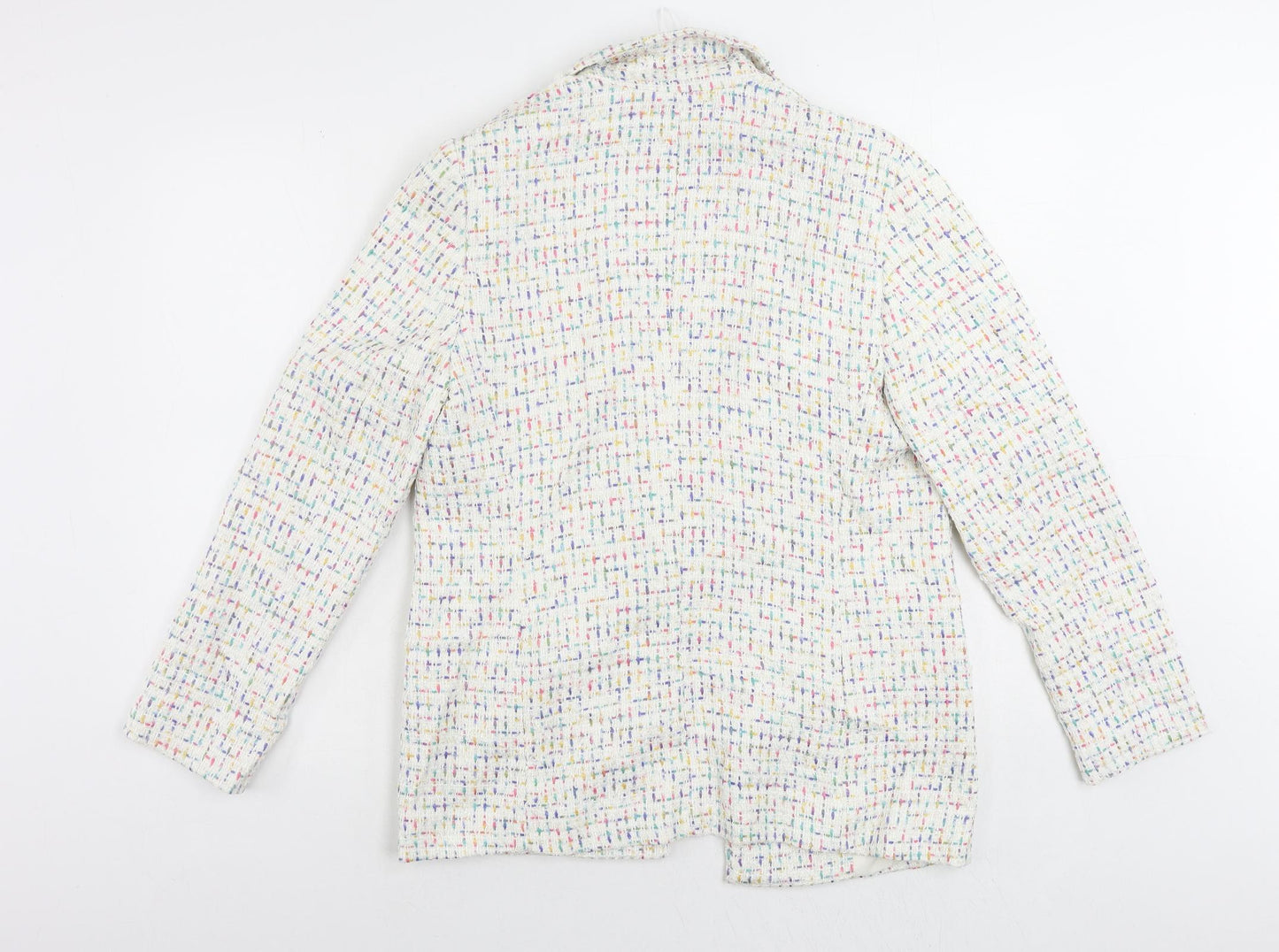 Marks and Spencer Womens White Geometric Jacket Blazer Size 10 - Open