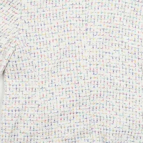 Marks and Spencer Womens White Geometric Jacket Blazer Size 10 - Open
