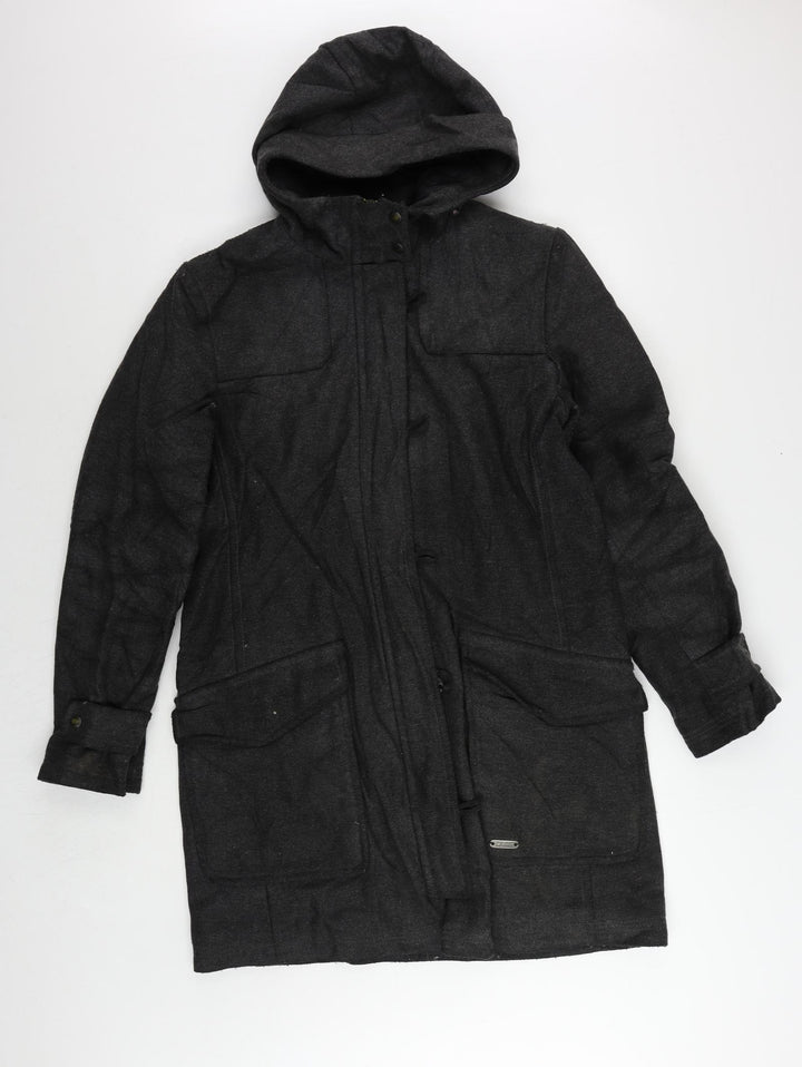 Peak Performance Womens Grey Pea Coat Coat Size L Zip - Vintage Hooded