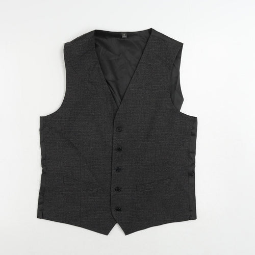 Marks and Spencer Mens Grey Geometric Polyester Jacket Suit Waistcoat Size 40 Regular