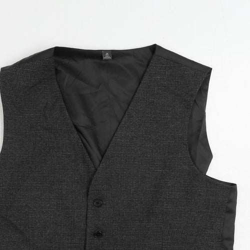 Marks and Spencer Mens Grey Geometric Polyester Jacket Suit Waistcoat Size 40 Regular