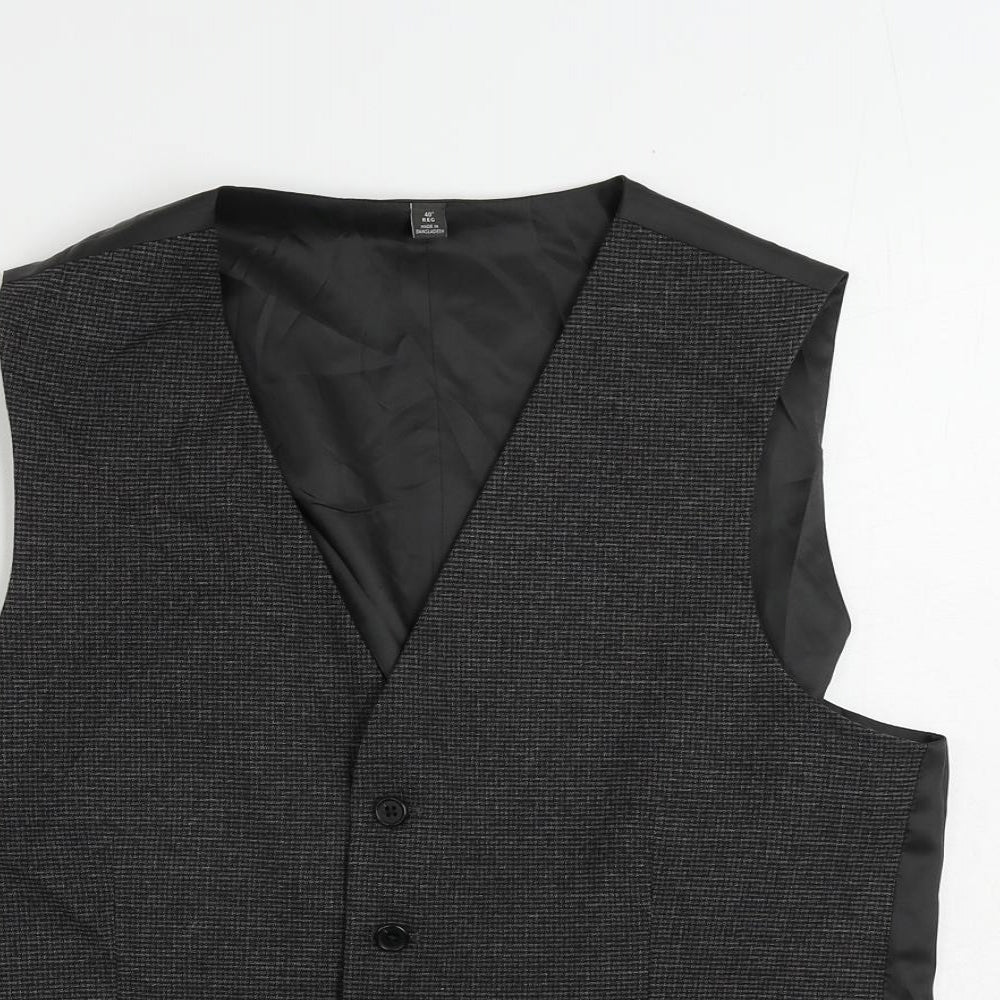 Marks and Spencer Mens Grey Geometric Polyester Jacket Suit Waistcoat Size 40 Regular