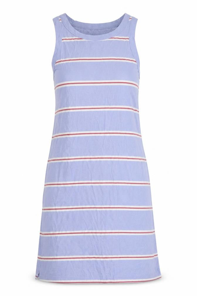 Marks and Spencer Womens Blue Striped Cotton Tank Dress Size S Crew Neck Pullover