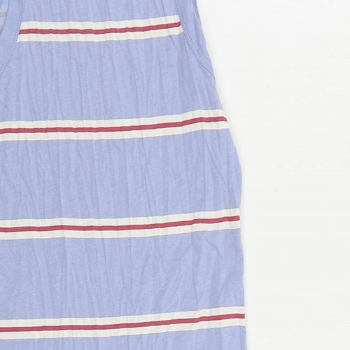 Marks and Spencer Womens Blue Striped Cotton Tank Dress Size S Crew Neck Pullover