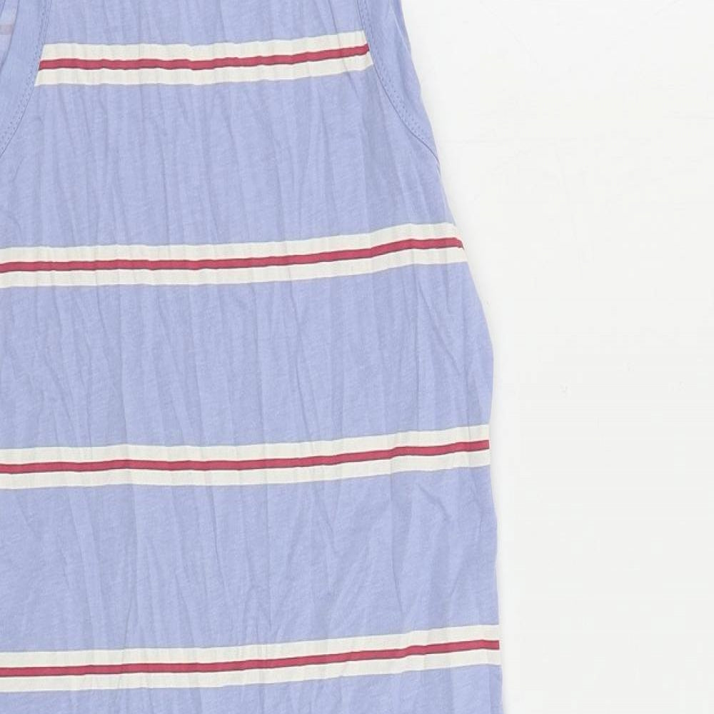 Marks and Spencer Womens Blue Striped Cotton Tank Dress Size S Crew Neck Pullover