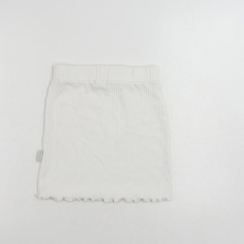 PRETTYLITTLETHING Womens White Polyester Mini Skirt Size 8 - Elastic Waist