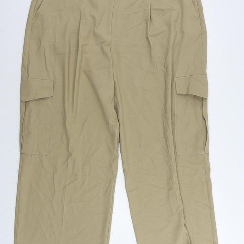 Marks and Spencer Womens Beige Polyester Cargo Trousers Size 22 L30 in Regular Zip