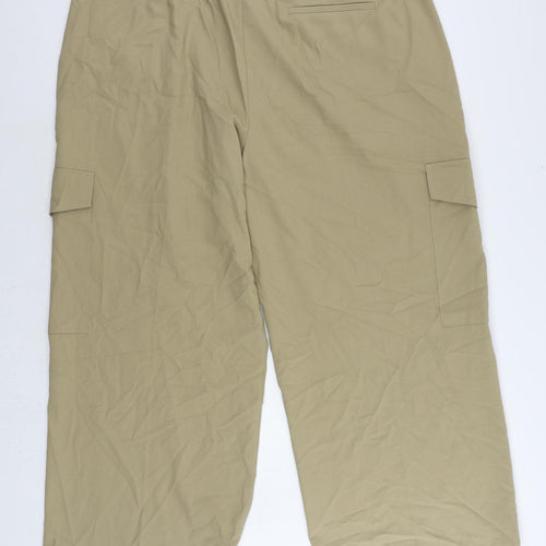 Marks and Spencer Womens Beige Polyester Cargo Trousers Size 22 L30 in Regular Zip