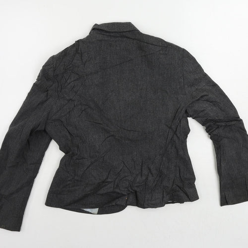 Monsoon Womens Grey Jacket Blazer Size 14 Button - Vintage