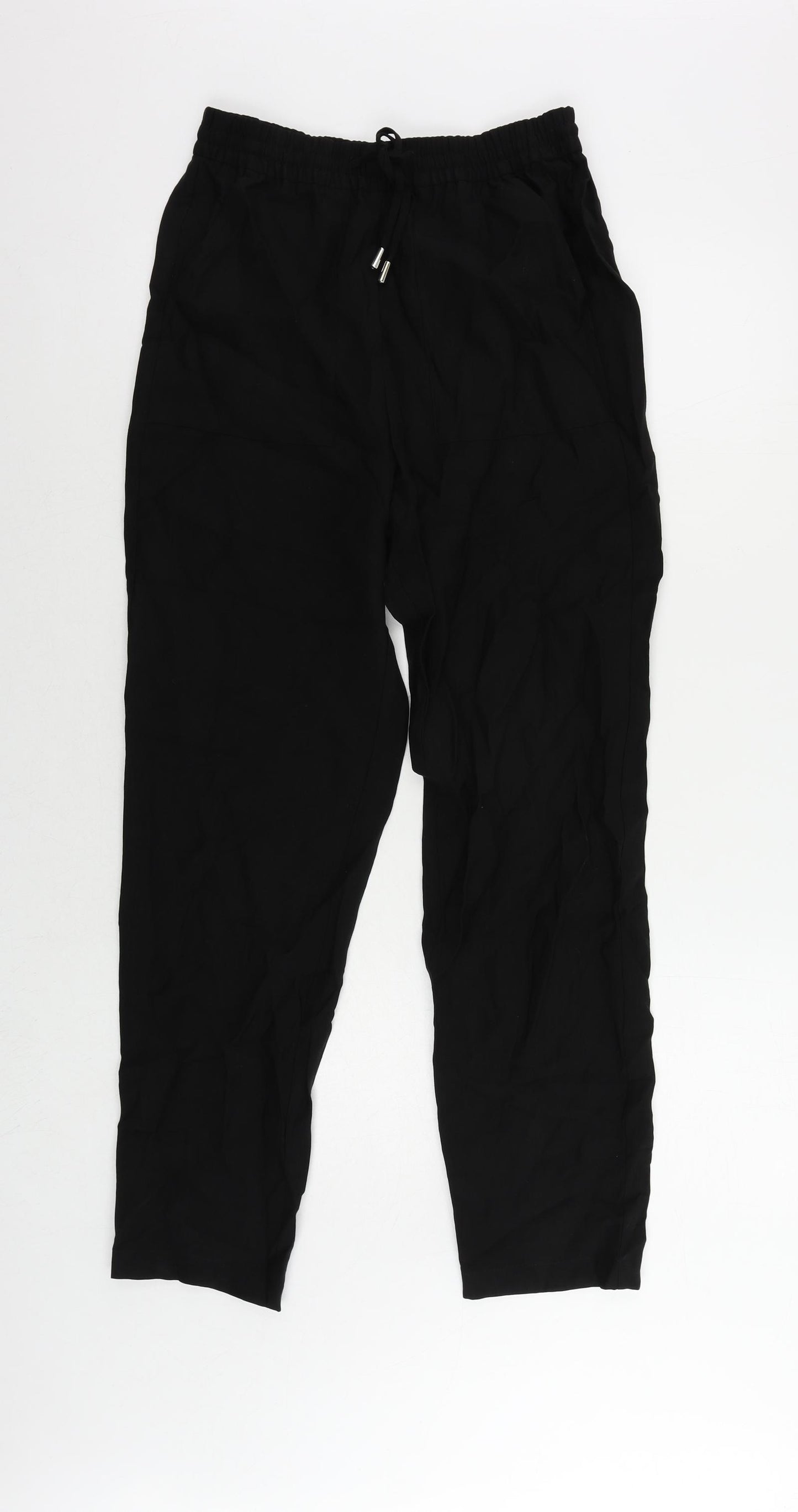 Marks and Spencer Womens Black Lyocell Jogger Trousers Size 8 L30 in Regular Drawstring - Adjustable Waist