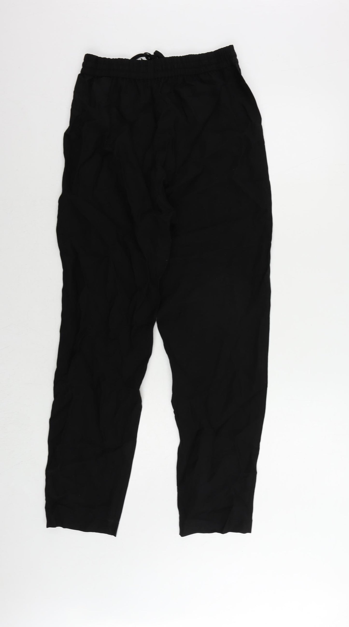 Marks and Spencer Womens Black Lyocell Jogger Trousers Size 8 L30 in Regular Drawstring - Adjustable Waist