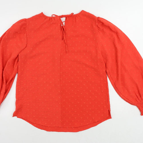 Marks and Spencer Womens Red Polyester Basic Blouse Size 10 Round Neck - Textured