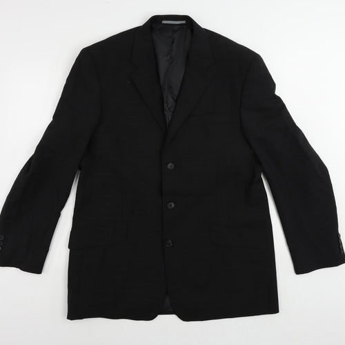 NEXT Mens Black Check Polyester Jacket Suit Jacket Size 42 Regular