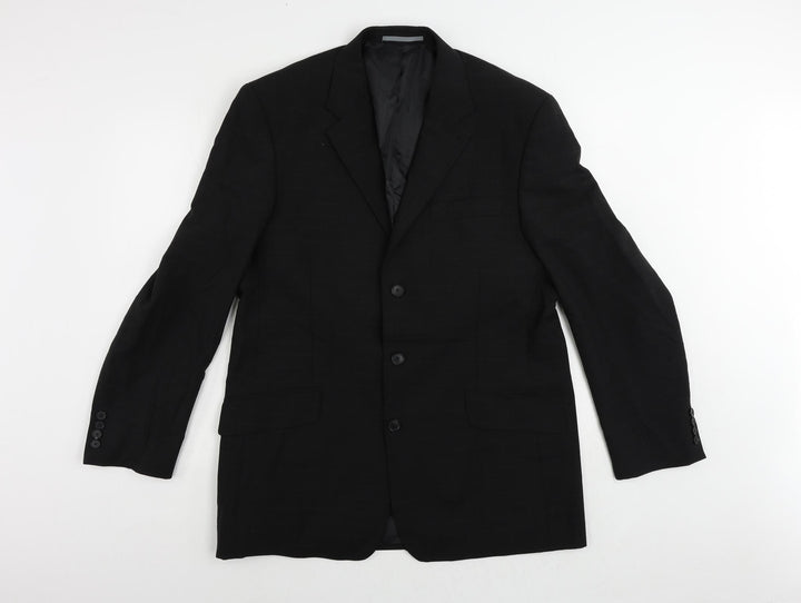 NEXT Mens Black Check Polyester Jacket Suit Jacket Size 42 Regular