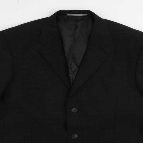 NEXT Mens Black Check Polyester Jacket Suit Jacket Size 42 Regular