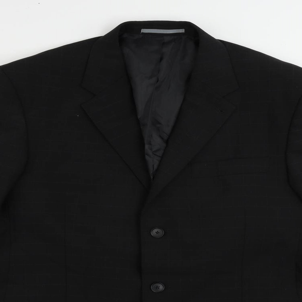 NEXT Mens Black Check Polyester Jacket Suit Jacket Size 42 Regular