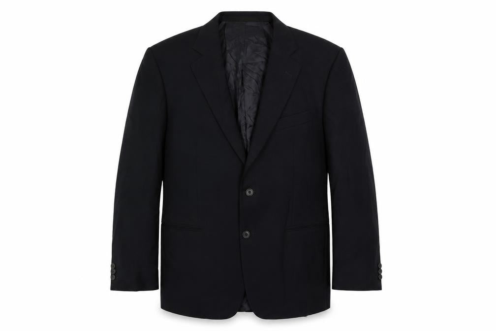 Front view of Marks & Spencer men’s blue polyamide jacket suit jacket, size 46, regular