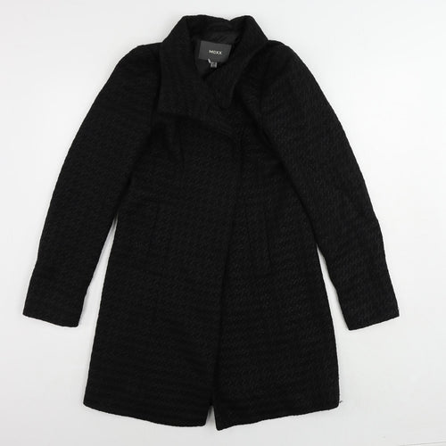Mexx Womens Black Geometric Overcoat Coat Size 10 Button