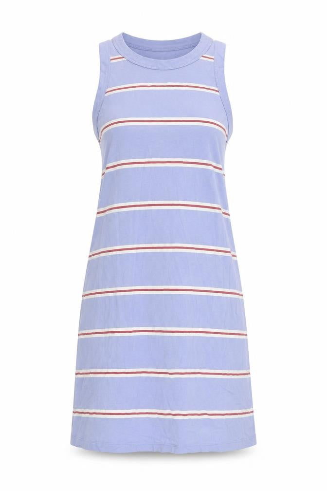 Marks and Spencer Womens Blue Striped Cotton Tank Dress Size S Crew Neck Pullover