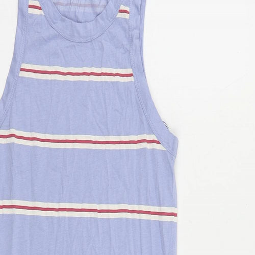 Marks and Spencer Womens Blue Striped Cotton Tank Dress Size S Crew Neck Pullover