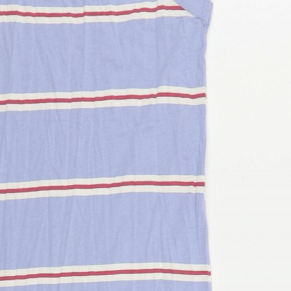 Marks and Spencer Womens Blue Striped Cotton Tank Dress Size S Crew Neck Pullover