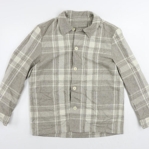 Arket Womens Grey Plaid Jacket Size 10 Button - Shacket